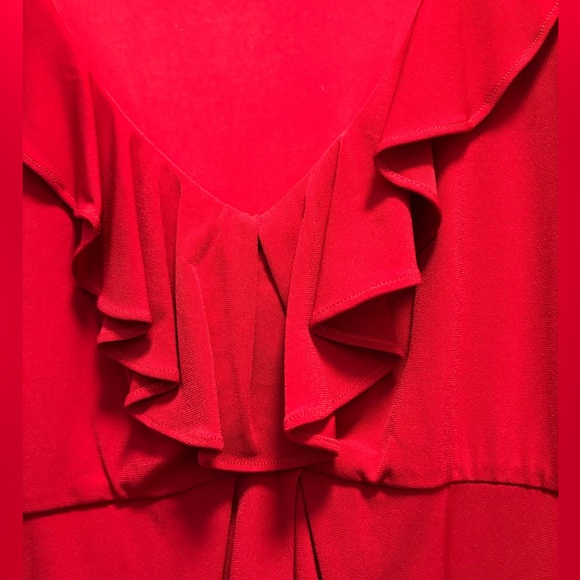 Donna Ricco Red Ruffle Midi Dress - Picture 2 of 7